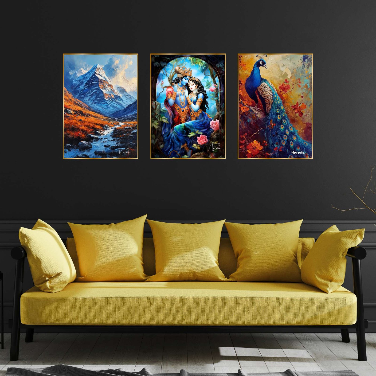 Set of Three Wall Paintings for Wall Dacoration Golden Framed Wall Paintings for Living Room & Bedroom Wall Art for Home Decoration & Office Wall Dรฉcor (18x12 inch CH-GD3-1) - Image 3