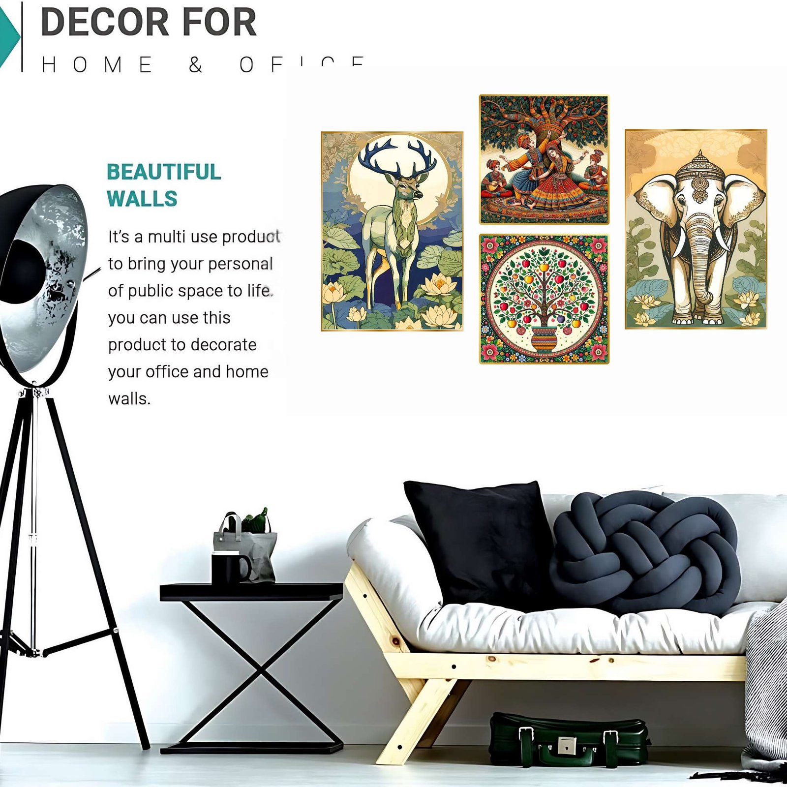 Set of Four Wall Paintings for Wall Dacoration Golden Framed Wall Paintings for Living Room & Bedroom Wall Art for Home Decoration & Office Wall Dรฉcor (13x10 inch CH-GD4-14) - Image 2
