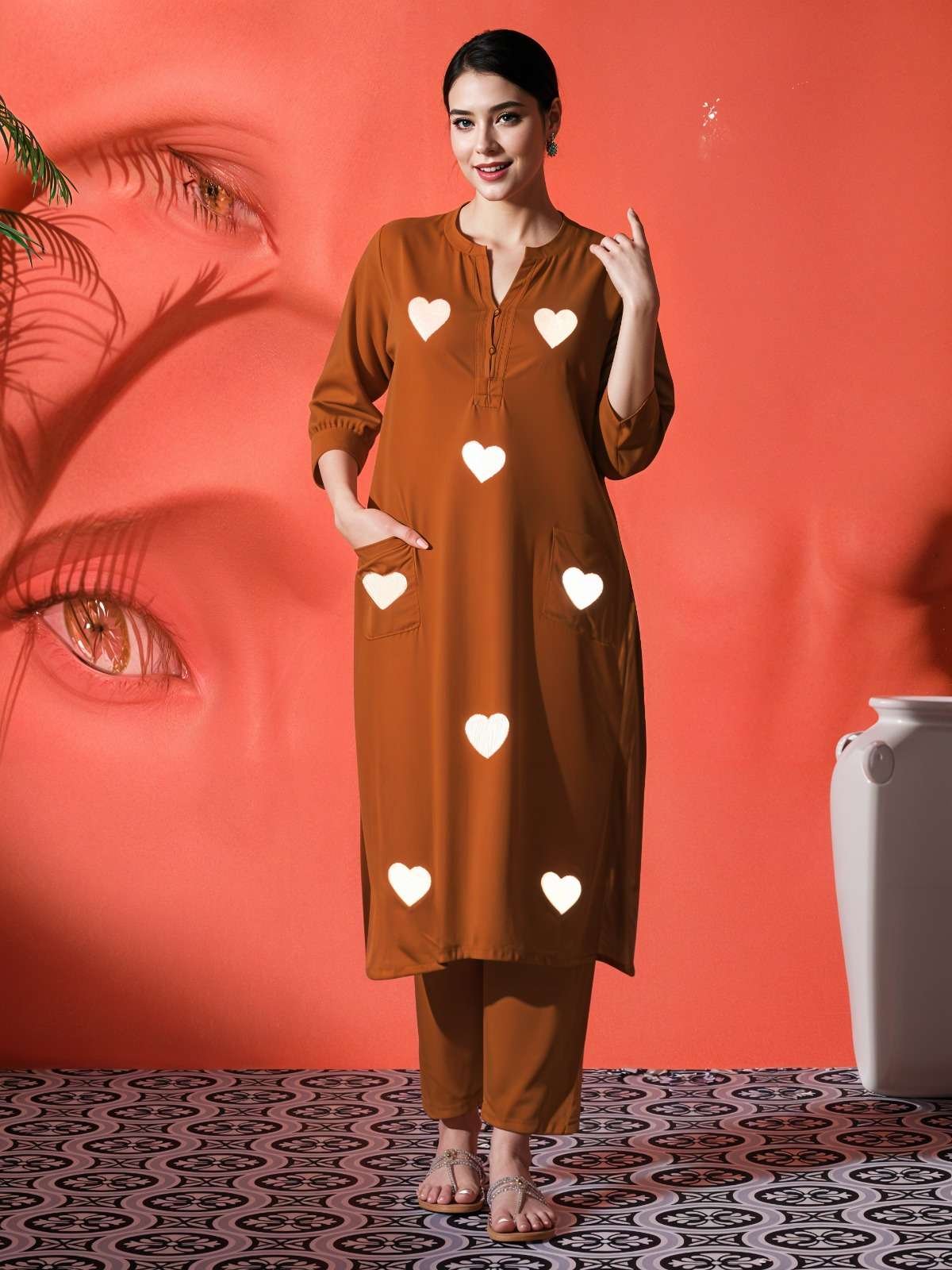 Women's Cotton Embroidered Straight Kurti With Pant Set - Image 3